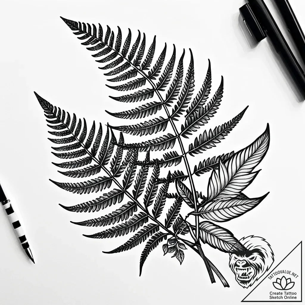 Unfurling fern, but the leaves are tiny, intr... - style Jaeger Simple - tattoo sketch (11.11.2025 16:22)