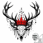 Molten crown pierced by antlers, tattoo sketc… – style Jaeger Mini – tattoo sketch (11.11.2025 16:37)