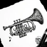 A classic bell of a horn, musical,, tattoo sk… – style Flux Inscriptions – tattoo sketch (11.11.2025 16:43)