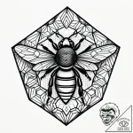 Honeybee on a honeycomb of geometric patterns… – style Jagger Old – tattoo sketch (11.11.2025 16:52)