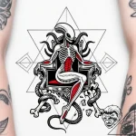 Xenomorph queen on a throne of twisted metal… – style Flux Inscriptions – tattoo sketch (11.11.2025 16:55)
