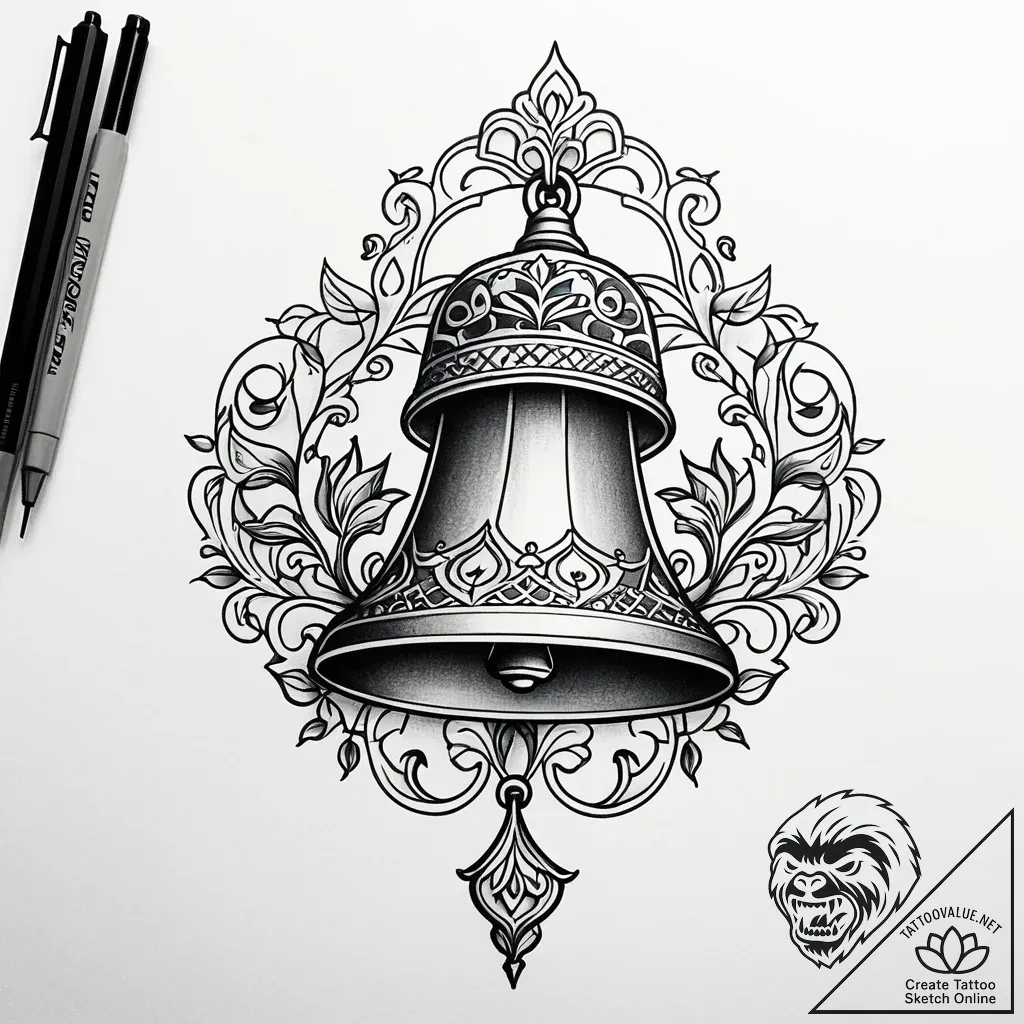 Bell, artistic tattoo sketch, ornamental tatt... - style Jaeger Simple - tattoo sketch (11.11.2025 17:09)