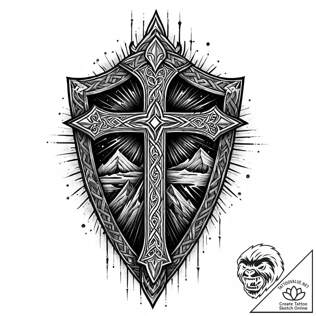 Aurora borealis spilling from a crack in a vi... - style Jaeger Mini - tattoo sketch (11.11.2025 17:13)