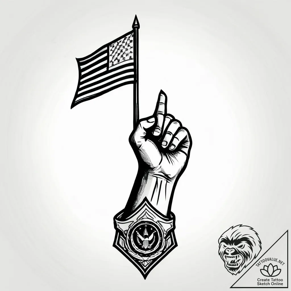 Tat tattoo sketch, soldier saluting with flag... - style Jagger Old - tattoo sketch (11.11.2025 17:28)