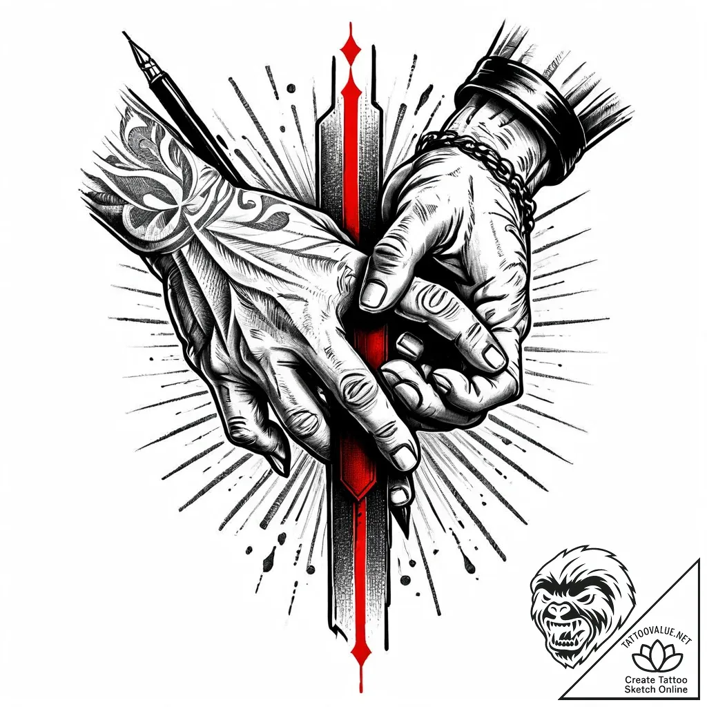 Tattoo sketch, jim and john silver handshake,... - style Jaeger Mini - tattoo sketch (11.11.2025 17:58)