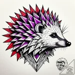 Hedgehog with spines of amethyst crystals, co… – style Jaeger Simple – tattoo sketch (11.11.2025 18:07)