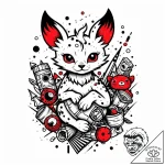 Tattoo sketch, morph in cute animal form, whi… – style Jaeger Mini – tattoo sketch (11.11.2025 18:10)