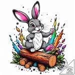 Tattoo sketch, thumper hopping over logs, ene… – style Jaeger Mini – tattoo sketch (11.11.2025 18:22)