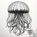 Jellyfish with tentacles that are delicate, b… – style Jaeger Simple – tattoo sketch (11.11.2025 18:43)