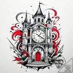 A detailed broken clock tower, timeless,, art… – style Jaeger Simple – tattoo sketch (11.11.2025 18:55)