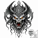 Demon talon tearing through veil, tattoo line… – style Jaeger Mini – tattoo sketch (11.11.2025 19:09)