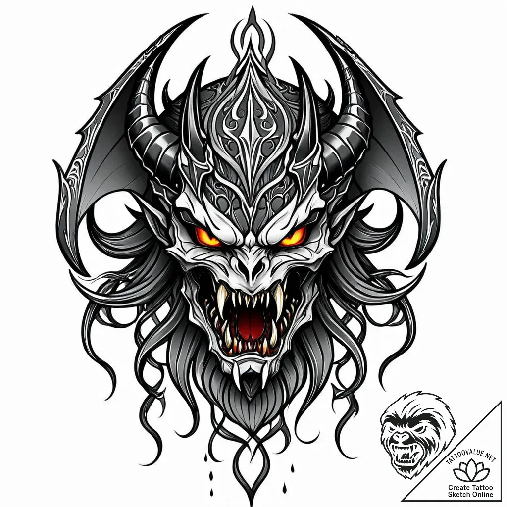 Demon talon tearing through veil, tattoo line... - style Jaeger Mini - tattoo sketch (11.11.2025 19:09)