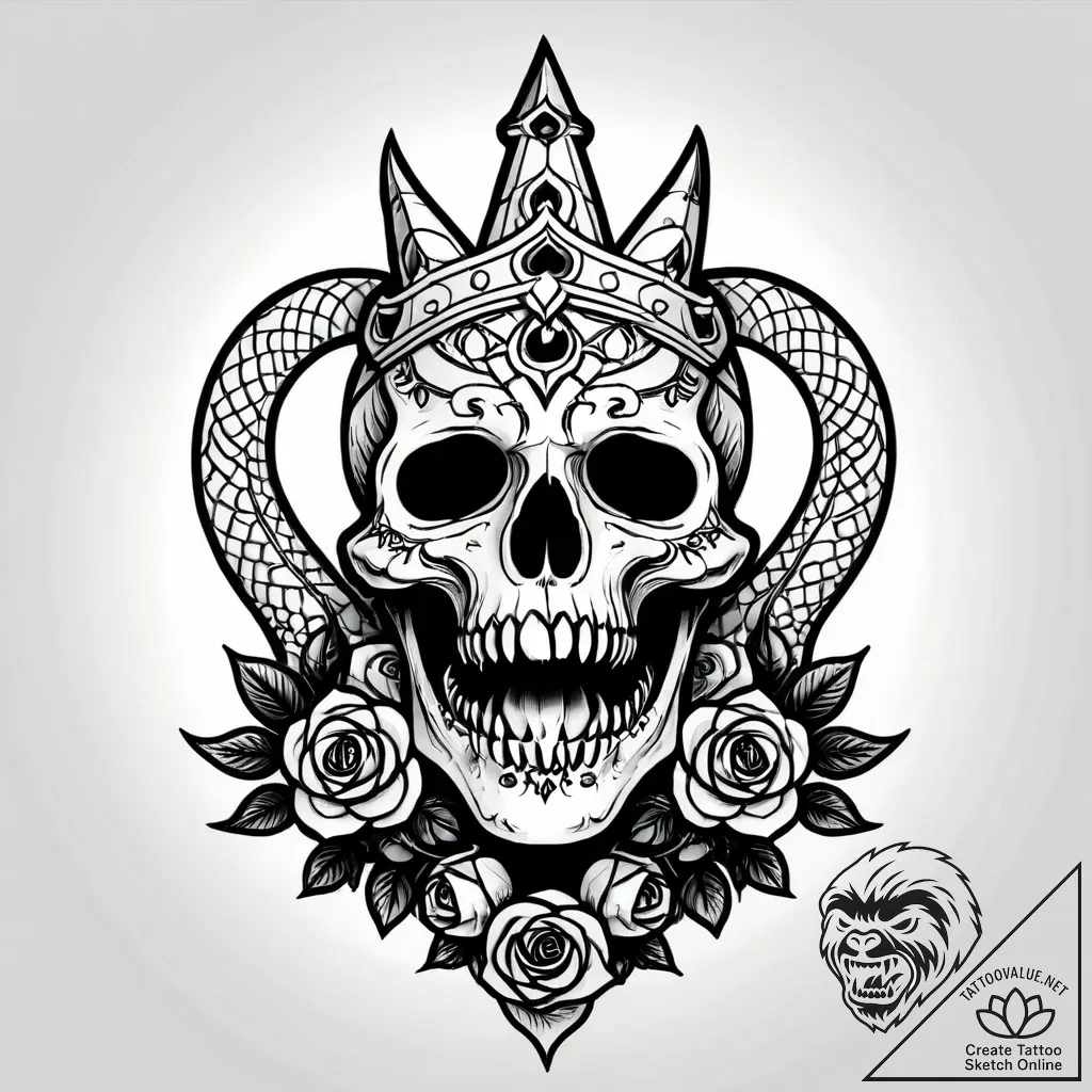 Nether serpent crowned in starlight, ink illu... - style Jagger Old - tattoo sketch (11.11.2025 19:13)