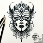 Cracked porcelain mask with a single black te… – style Jaeger Simple – tattoo sketch (11.11.2025 19:19)