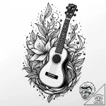 Ukulele with strings made of glowing plasma,… – style Jaeger Mini – tattoo sketch (11.11.2025 19:21)