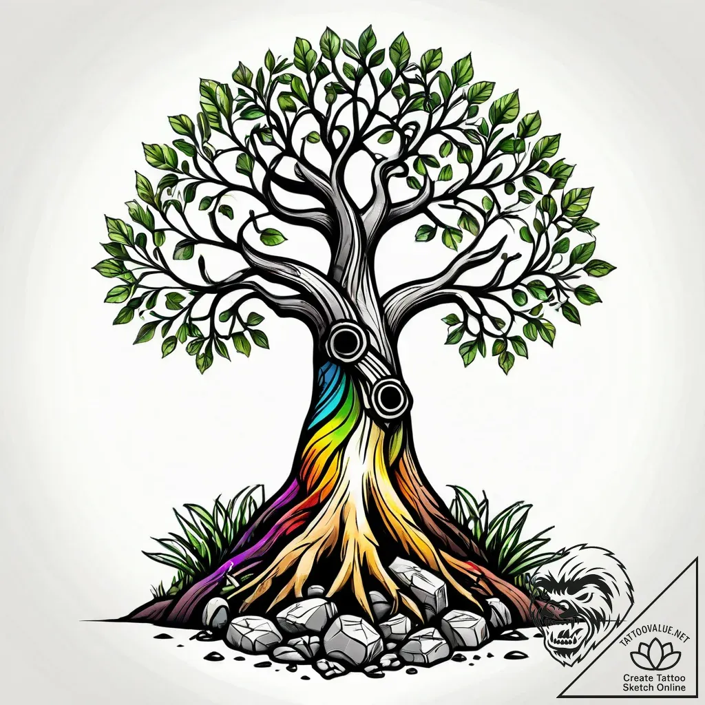 Tat tattoo sketch, thick oak roots breaking t... - style Jagger Old - tattoo sketch (11.11.2025 19:24)