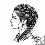 A powerful braided hair, intricate,, tattoo s… – style Jaeger Mini – tattoo sketch (11.11.2025 19:34)