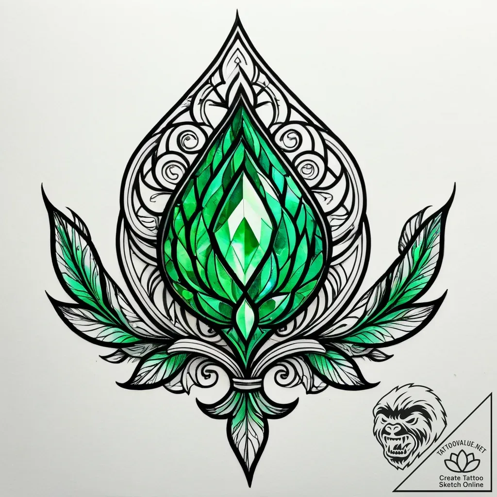 Kryptonite crystal, glowing green, concept ar... - style Jagger Old - tattoo sketch (11.11.2025 19:49)