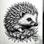 Hedgehog with spines of sharp, crystalline sh… – style Jaeger Simple – tattoo sketch (11.11.2025 19:55)