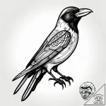 Ashen raven with cracked beak, tattoo sketch… – style Jagger Old – tattoo sketch (11.11.2025 20:01)