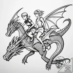Tattoo sketch, astrid and hiccup riding drago… – style Jaeger Simple – tattoo sketch (11.11.2025 20:07)