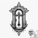Crumbling key unlocking ancient door, tattoo… – style Jagger Old – tattoo sketch (11.11.2025 20:25)