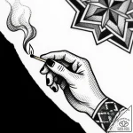 Elegant hand holding a single, smoking match,… – style Flux Inscriptions – tattoo sketch (11.11.2025 20:28)