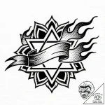Burning wind tearing banners, ink illustratio… – style Flux Inscriptions – tattoo sketch (11.11.2025 20:40)