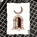 Nether gate beneath shattered moon, tattoo fl… – style Flux Inscriptions – tattoo sketch (11.11.2025 20:52)
