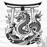 Kimono dragon beneath spectral gate, concept… – style Flux Inscriptions – tattoo sketch (11.11.2025 21:04)