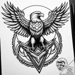 Prometheus chained to a rock, eagle approachi… – style Jaeger Simple – tattoo sketch (11.11.2025 21:19)
