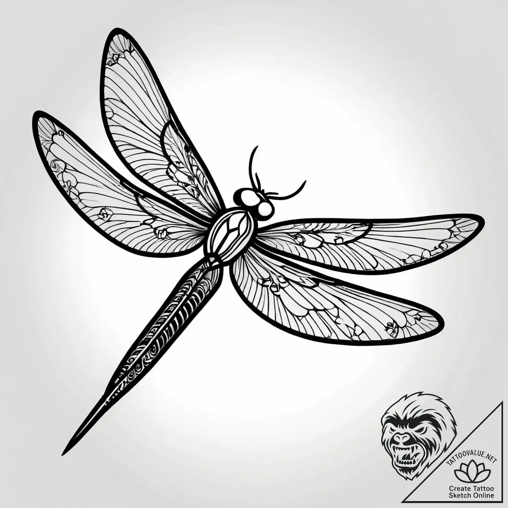 Dragonfly with intricate, filigree metal wing... - style Jagger Old - tattoo sketch (11.11.2025 21:37)