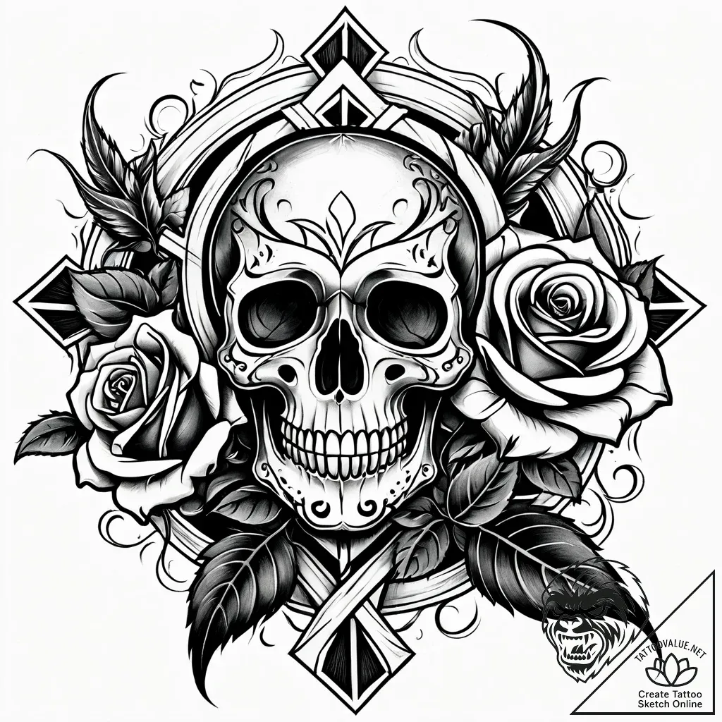 Black flame devouring rose, concept art for t... - style Jaeger Simple - tattoo sketch (11.11.2025 21:43)
