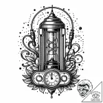 Nixie tube clock, ink illustration for tattoo… – style Jaeger Mini – tattoo sketch (11.11.2025 21:46)