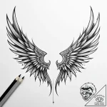 Hollow wings beneath celestial gate, tattoo d… – style Jaeger Simple – tattoo sketch (11.11.2025 21:55)