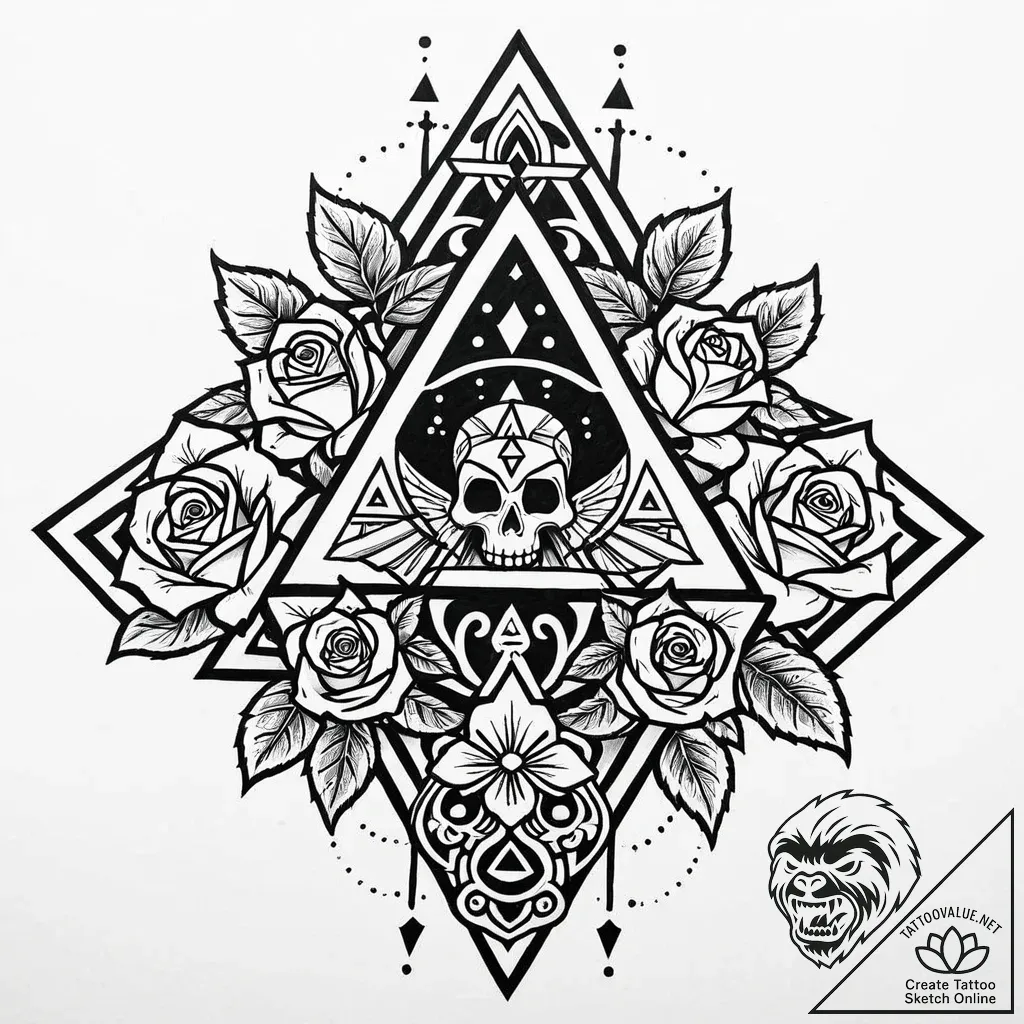 Triforce symbol from zelda, tattoo drawing ou... - style Jaeger Mini - tattoo sketch (11.11.2025 21:58)