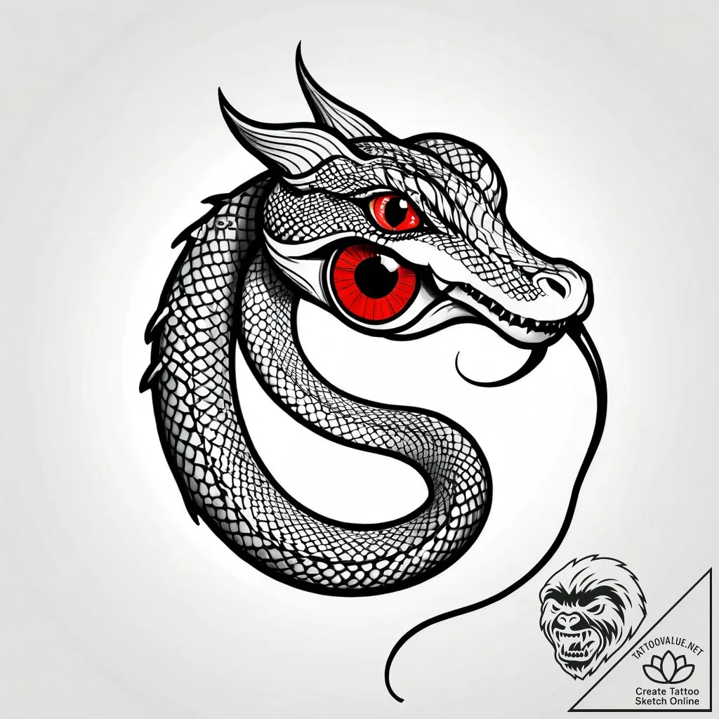 Art deco serpent with jewel eyes, ink illustr... - style Jagger Old - tattoo sketch (11.11.2025 22:01)