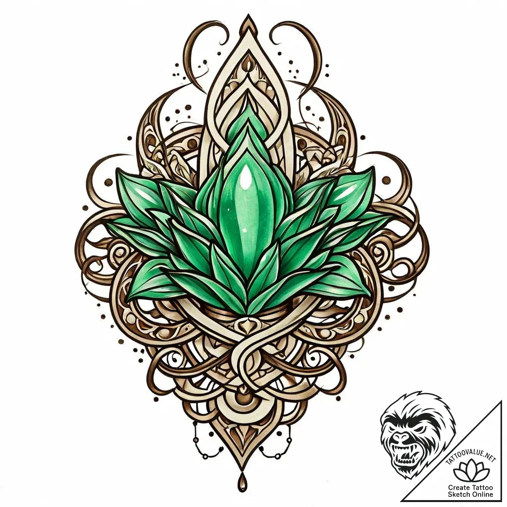 Jade relic through spectral rift, artistic ta... - style Jaeger Mini - tattoo sketch (11.11.2025 22:09)