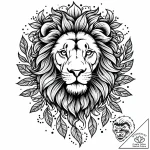 Tattoo sketch, lion with swirling floral mane… – style Jaeger Mini – tattoo sketch (11.11.2025 22:22)