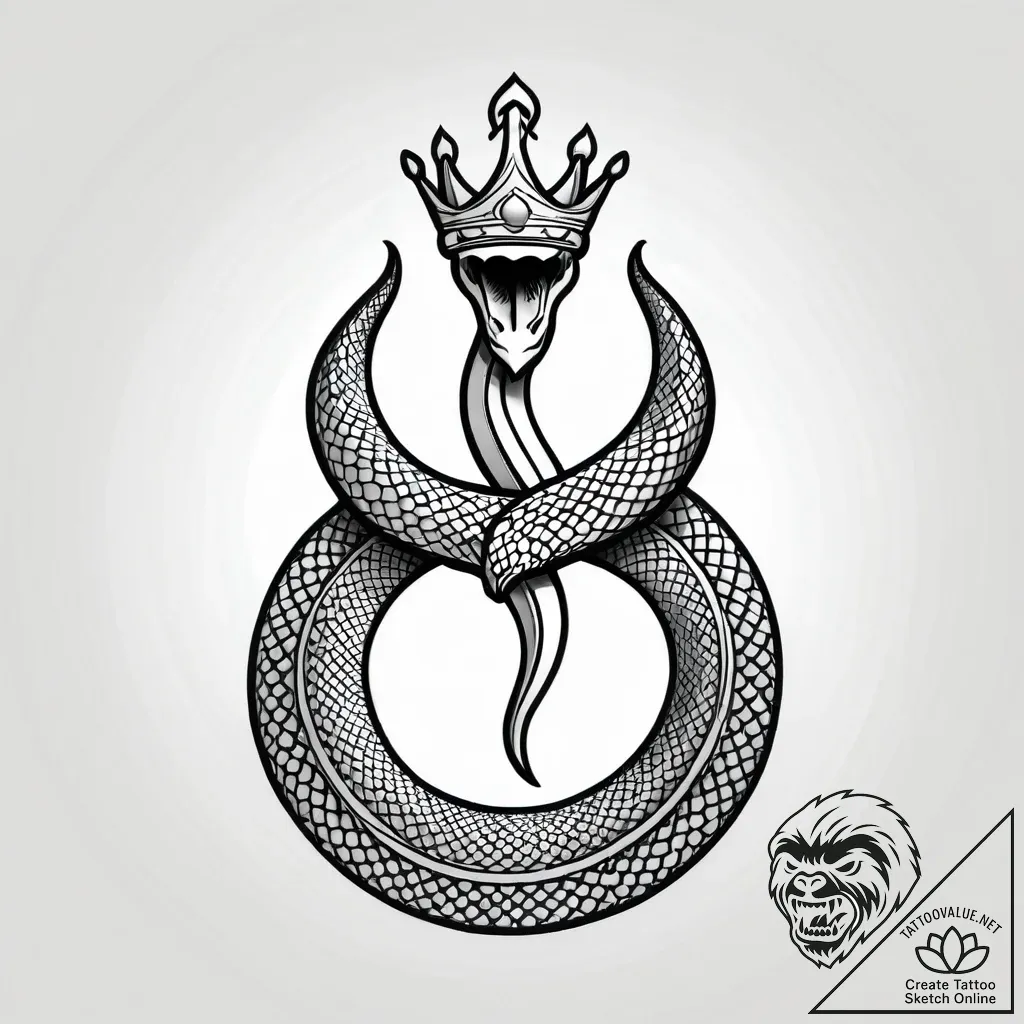 Hollow serpent crowned in bone, tattoo sketch... - style Jagger Old - tattoo sketch (11.11.2025 22:24)