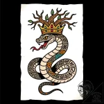 Graven serpent crowned in roots, tattoo line… – style Flux Inscriptions – tattoo sketch (11.11.2025 22:28)