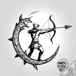 A lone archer poised on a cliff, drawing a gl… – style Jagger Old – tattoo sketch (11.11.2025 22:37)