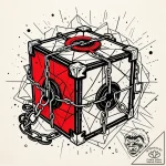 Puzzle box bound with chains, tattoo drawing… – style Jaeger Simple – tattoo sketch (11.11.2025 22:43)