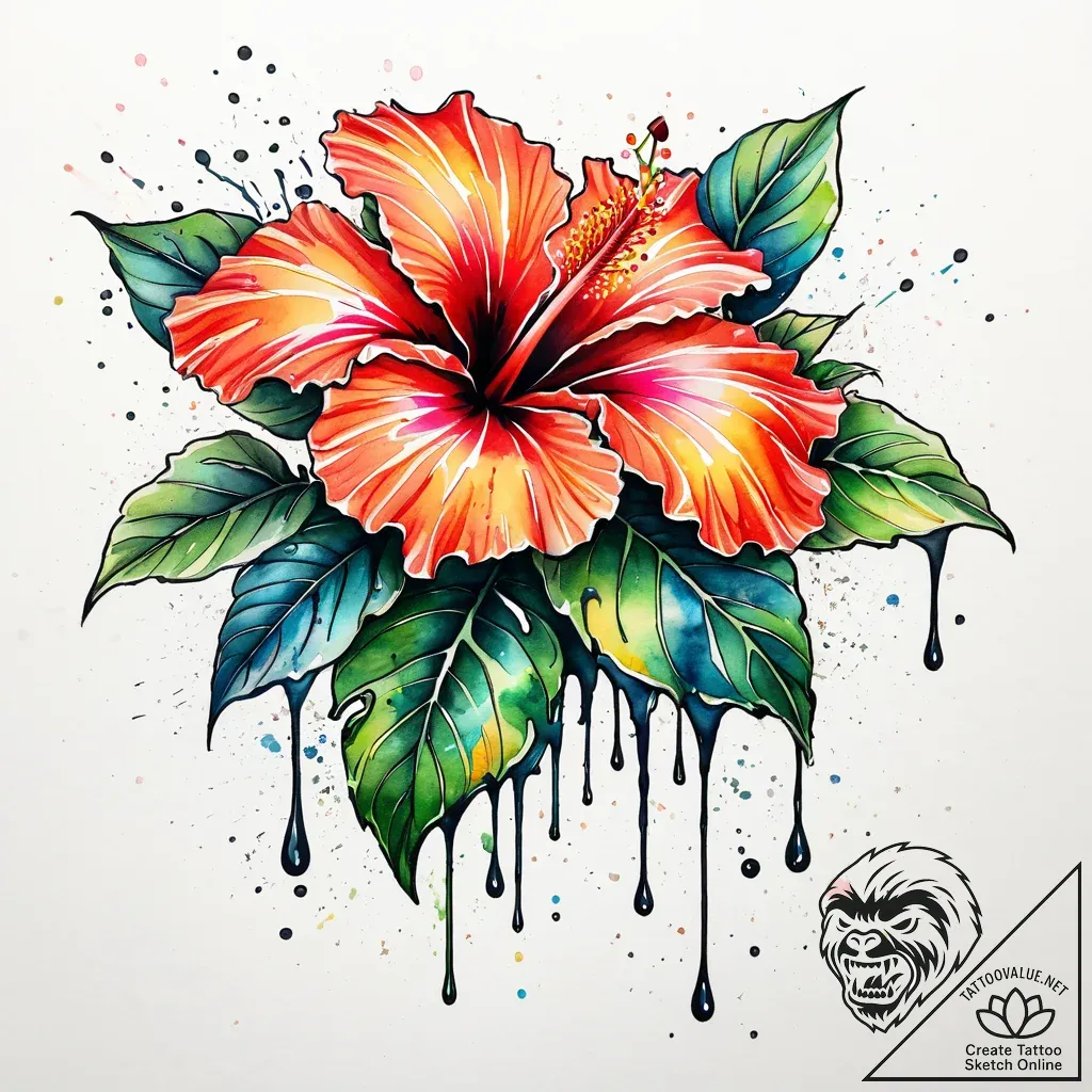 Tat tattoo sketch, vibrant hibiscus flower wi... - style Jaeger Simple - tattoo sketch (11.11.2025 22:55)