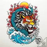 Noble lion beneath burning sky, artistic tatt… – style Jaeger Mini – tattoo sketch (11.11.2025 22:57)