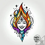 Tat tattoo sketch, nimona laughing with glowi… – style Jagger Old – tattoo sketch (11.11.2025 23:01)