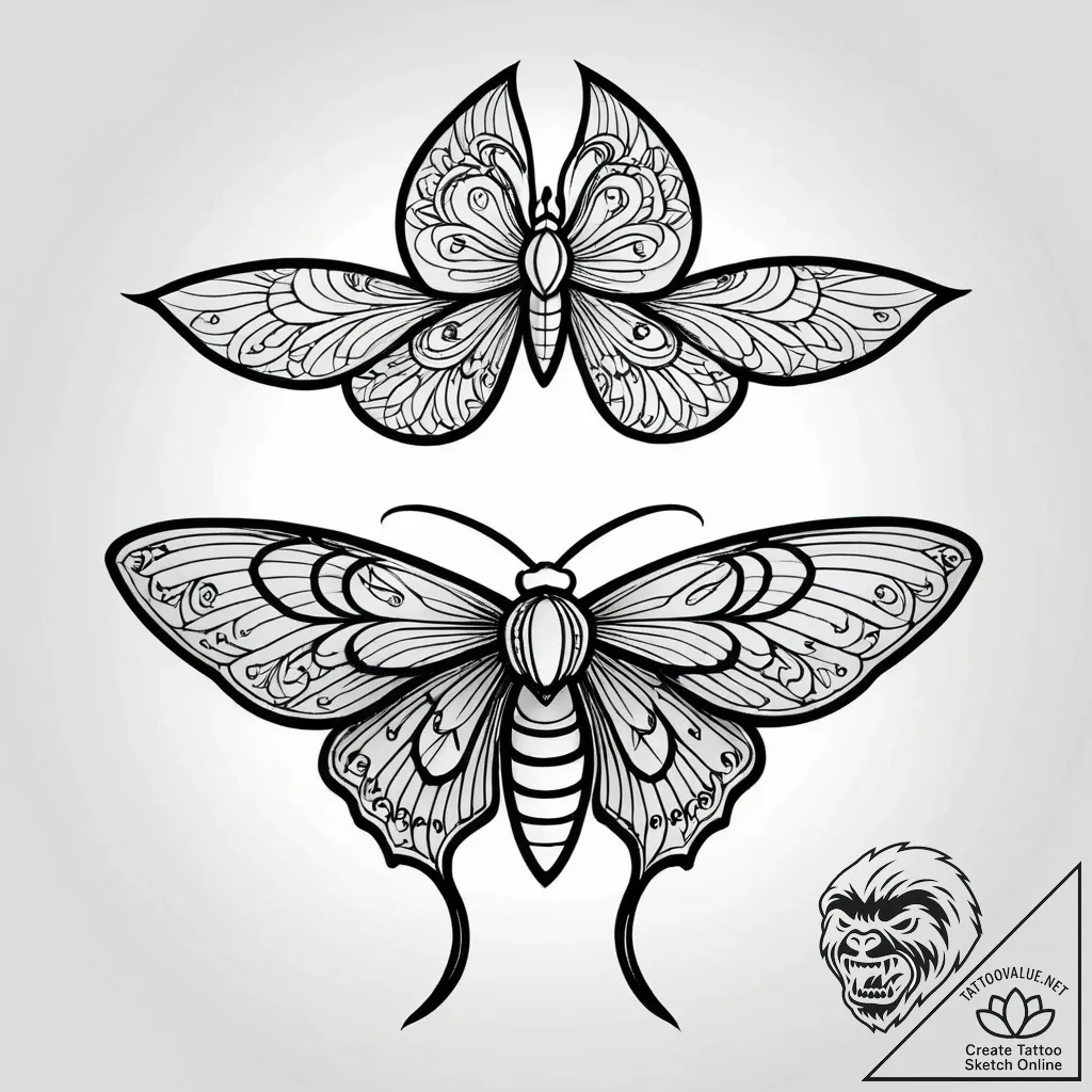 Animated moth flying through mist, tattoo fla... - style Jagger Old - tattoo sketch (11.11.2025 23:12)