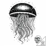 Jellyfish drifting through cosmic void, tatto… – style Jaeger Mini – tattoo sketch (11.11.2025 23:22)