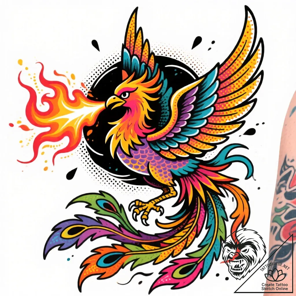 Phoenix breath swirling through void, concept... - style Flux Inscriptions - tattoo sketch (11.11.2025 23:28)