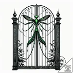 Mantis shadow within mirrored gate, artistic… – style Jaeger Simple – tattoo sketch (11.11.2025 23:30)